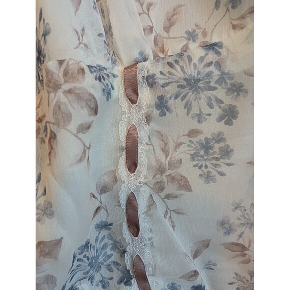 Altered State Y2K Renaissance Fair Babydoll Balloon Sleeve Floral Lace Crop Top - Picture 6 of 11